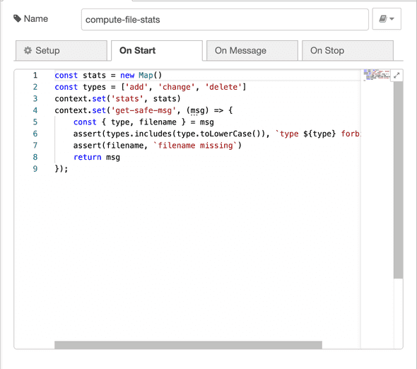 compute file stats on start code